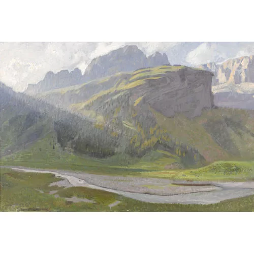Erich Hermès — Hochgebirgspartie mit Bach auf einem Bergplateau.