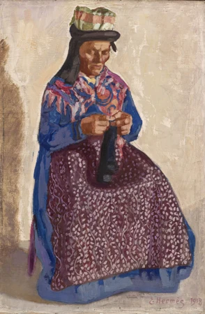 Paysanne tricotant