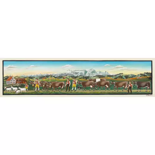 Appenzeller Landschaft mit Alpaufzug