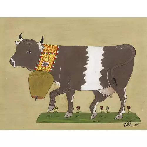 Appenzeller Kuh mit Treichel
