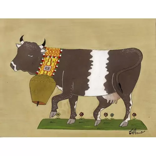 Appenzeller Kuh mit Treichel