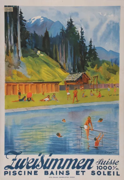 Erika von Kager — Zweisimmen - piscine - bains et soleil, 1932