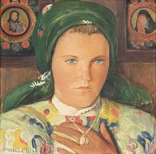 ERNEST BIELER — Jeune Valaisanne au foulard et collier. 1944. — Koller Auktionen