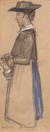 Saviésanne à la channe, um 1900