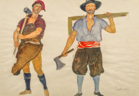 Ferronnier et charpentier, Kostümentwürfe für La fête fédérale de chant, 1928