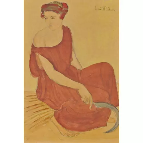 Ruhende Frau mit Sichel