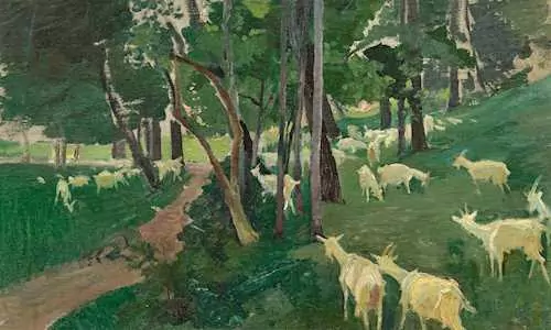 ERNEST BIELER — Étude de Chèvres dans un sous-bois. Circa 1898. — Koller Auktionen