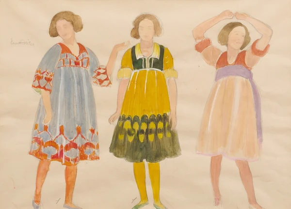 Ernest Biéler — Étude (Trois filles en costume) (Étude pour la XXIVe Fête fédérale de chant, 1928)