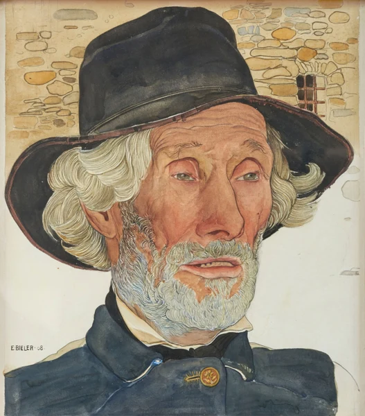 Ernest Biéler — Le vieux sonneur, Claude Antoine à Savièse, 1908