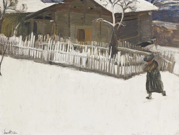 Ernest Biéler — Paysage d'hiver devant un mazot