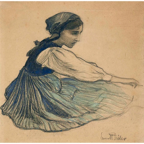Ernest Biéler — JEUNE FEMME ASSISE YOUNG WOMAN SITTING
