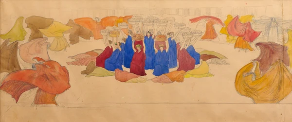 Ernest Biéler — Étude pour 'Danse des canéphores et des feuilles mortes'