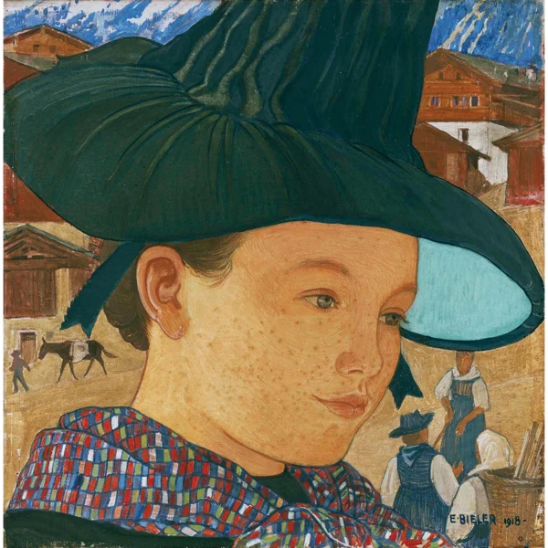 Ernest Biéler — JEUNE FILLE AU CHAPEAU, 1918 GIRL WITH HAT, 1918