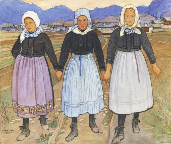 Ernest Biéler — Trois jeunes Filles de Granois, 1920