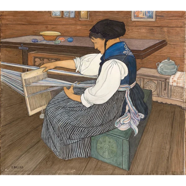 Ernest Biéler — LA TISSERANDE THE WEAVER WOMAN