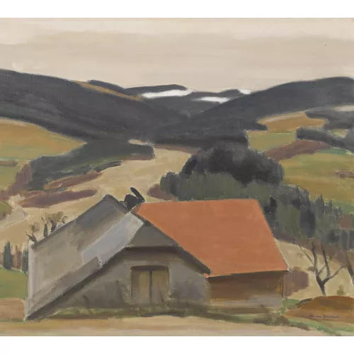Ernest Hiram Brülhart — Freiburger Landschaft mit Bauernhaus.