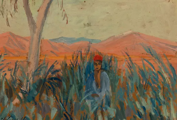 Mediterrane Landschaft mit Dame