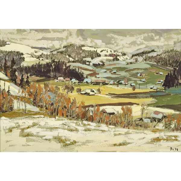 Hügelige Landschaft im Vorfrühling