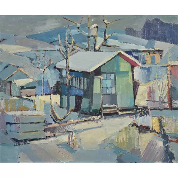 Winterlandschaft mit Häusern