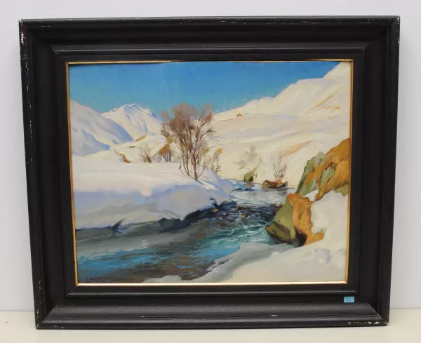 Ernst Hodel II. — Sonniger Wintertag mit Bergbach