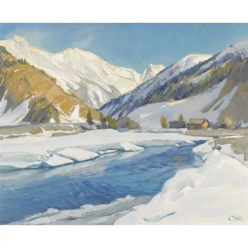 Ernst Hodel II. — Winterlicher Bergbach.