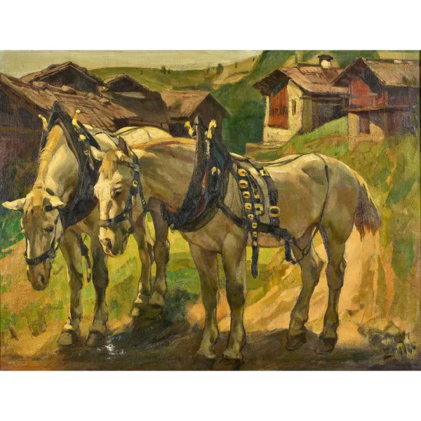 Ernst Hodel II. — "Pferde nach der Arbeit".