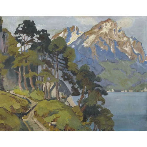Ernst Hodel II. — Uferweg oberhalb eines Bergsees.