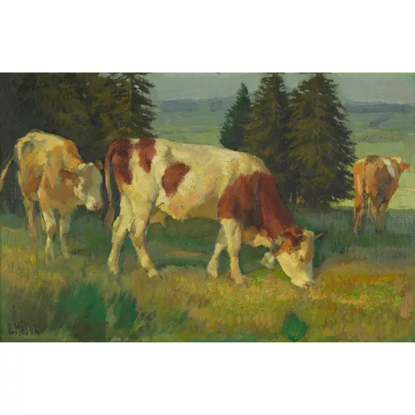 Ernst Hodel II. — Weidende Kühe.