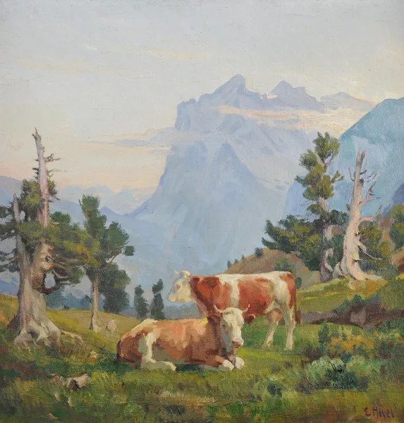 Ernst Hodel II. — Zwei Kühe auf der Alp