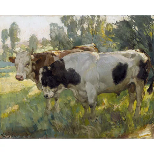Ernst Hodel II. — Weidende Rinder.