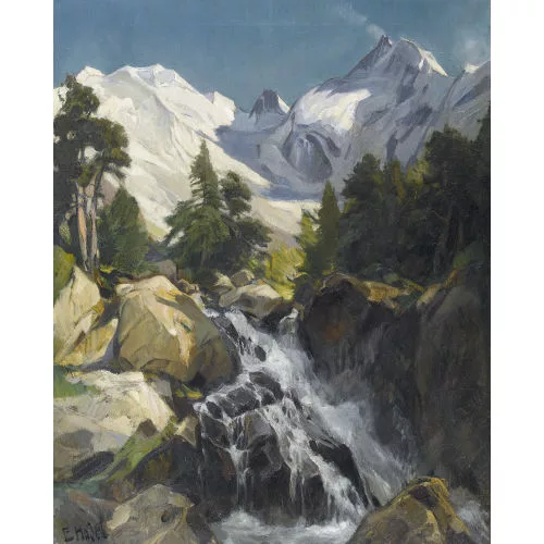 Ernst Hodel II. — Sommerliche Ansicht von der Bernina im Engadin.