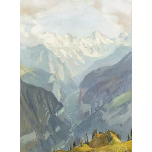 Ernst Hodel II. — Lauterbrunnental mit dem Breithorn im Sommer.