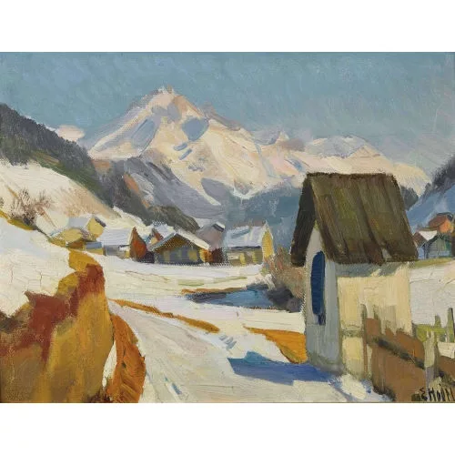 Ernst Hodel II. — Winterlandschaft mit Piz d′Err in Graubünden.