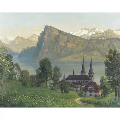Ernst Hodel II. — Blick vom Wesemlin auf die Hofkirche und den Bürgenstock.