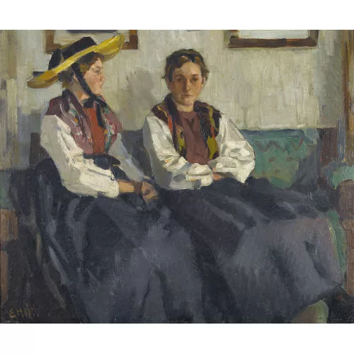 Ernst Hodel II. — Zwei sitzende Trachtenfrauen.