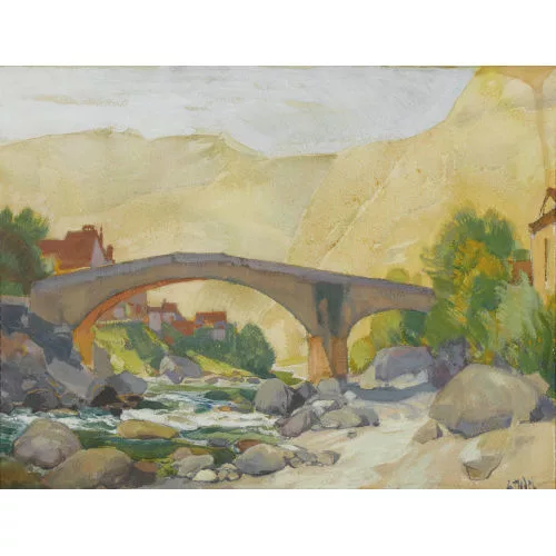 Ernst Hodel II. — Bogenbrücke bei Bignasco im Maggiatal.