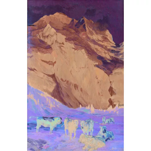 Ernst Hodel II. — Weidende Kühe vor der Jungfrau.
