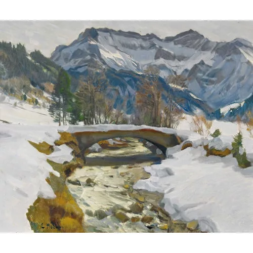 Ernst Hodel II. — Winterlicher Gebirgsbach.
