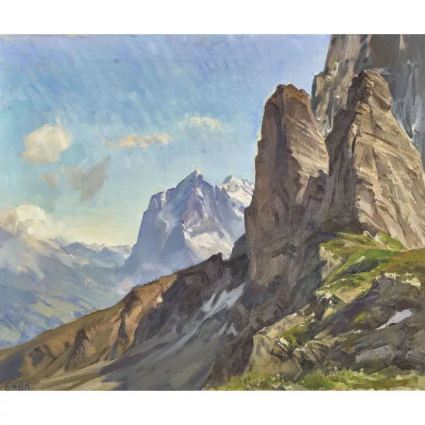Ernst Hodel II. — Blick von der Eigernordwand auf das Wetterhorn.