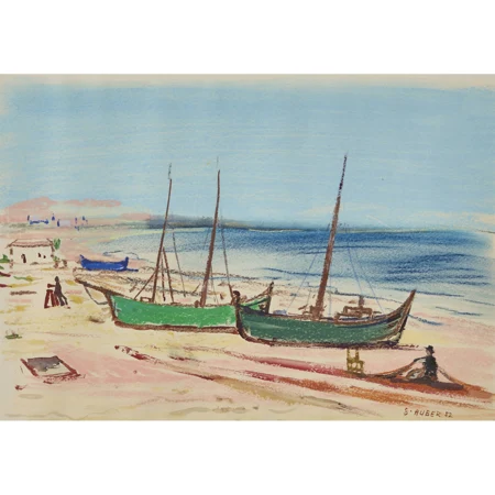 Strandszene mit Booten