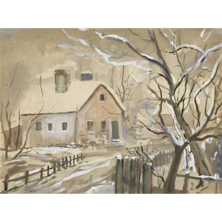Winterlandschaft mit Haus