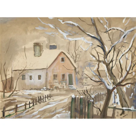 Winterlandschaft mit Haus