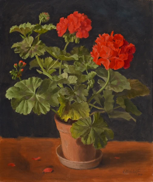 Ernst Kreidolf — Stillleben mit Geranien in einem Topf, 1944