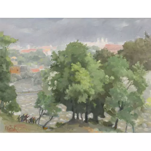 Aare mit Schönausteg und Sicht auf Bern