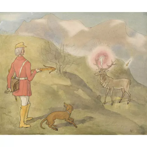 Der Heilige Hubertus mit dem Hirsch