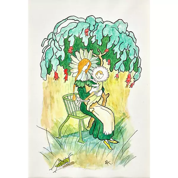 Blumenmutter mit Blumenkind