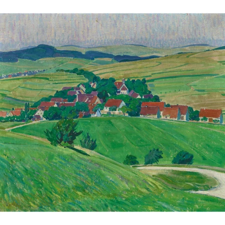 "Landschaft mit Dorfansicht"