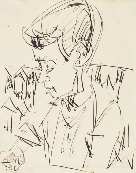 Ernst Ludwig Kirchner — Porträtskizze eines jungen Mannes