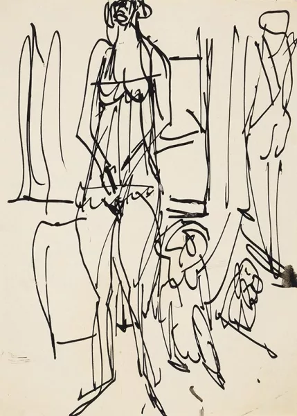 Ernst Ludwig Kirchner — Zwei Akte mit Holzskulptur