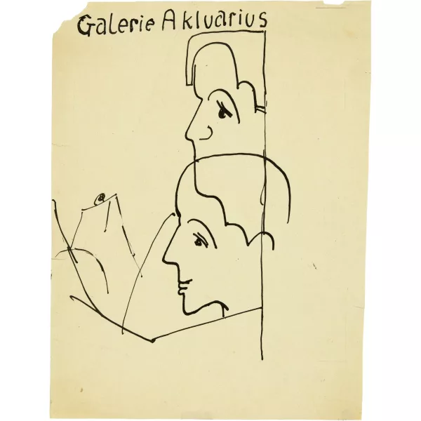 Ernst Ludwig Kirchner — Zwei Köpfe, im Profil nach links mit dem Titel "Galerie Aktuarius"